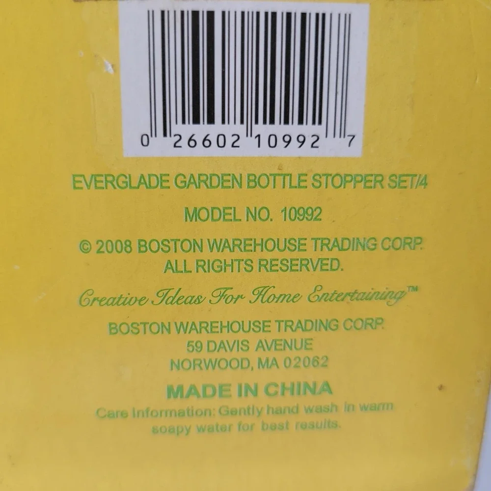 2008 Boston Warehouse Everglade Garden Bottle Stoppers Alligator Flowers NEW